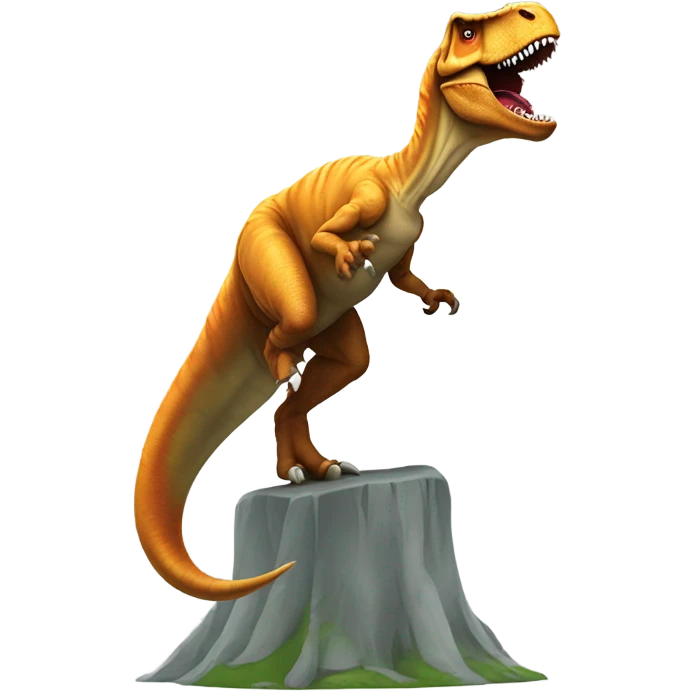 t-rex doing a 360 kickflip while dabbing emoji