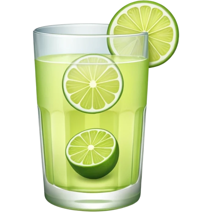 a glass of lime juice with a lime slice, simple, clear emoji