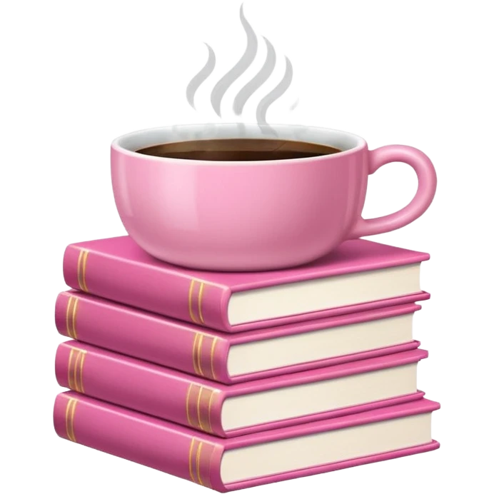 Pink Books and Cute Coffee  emoji