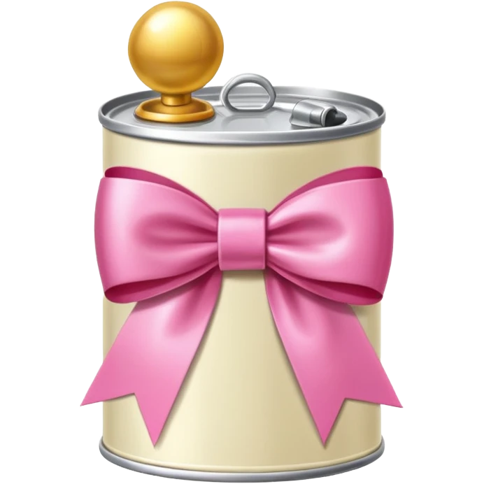 cream can with pink ribbon emoji