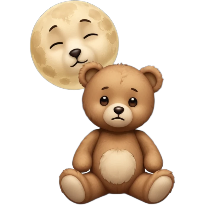 Sad Teddy bear looking up at moon emoji
