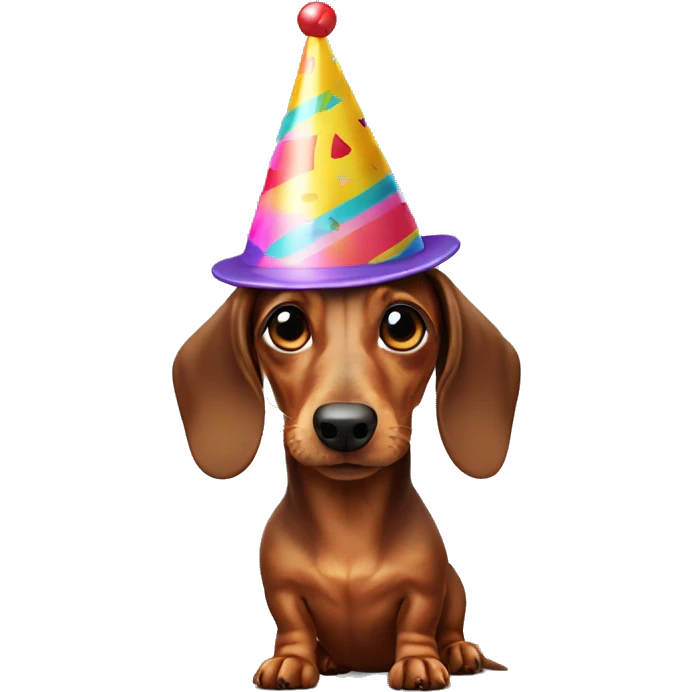 a dachshund with a party hat emoji