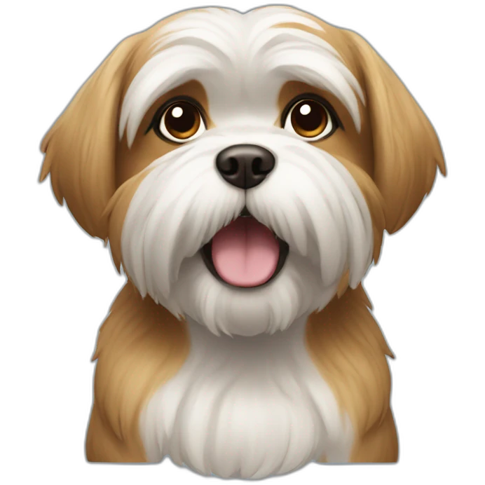Shitzu dog with a playful face emoji