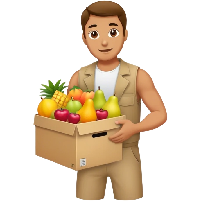 full body man with a box full of fruits emoji