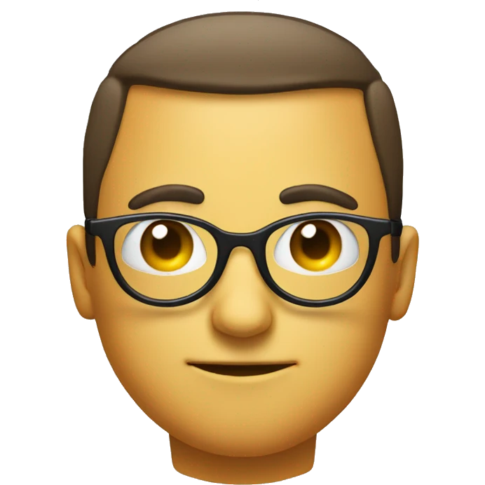 round face with circle glasses and a half smirk emoji