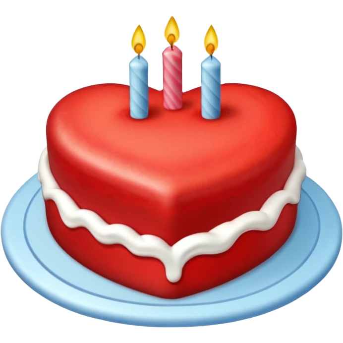 Red heart shaped birthday cake emoji