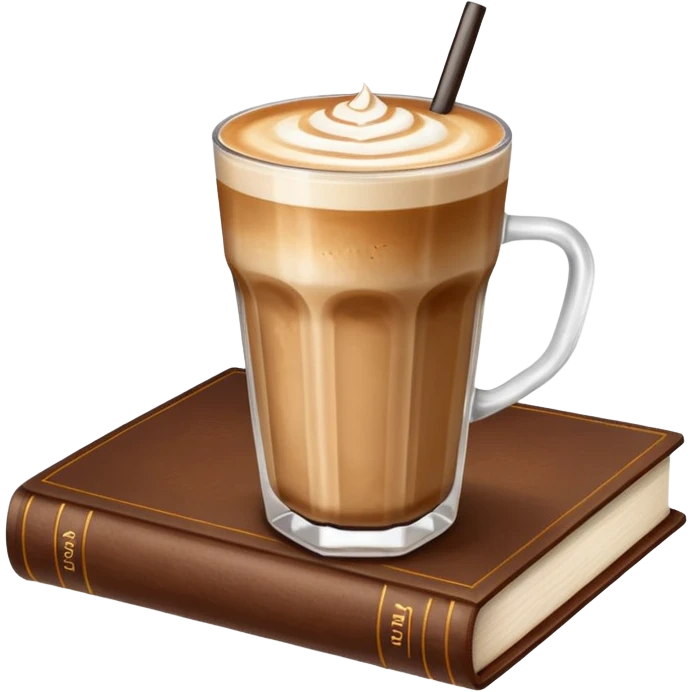 Ice latte and beautiful brown book emoji