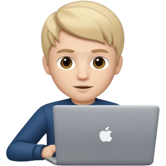 memoji boy iphone characters memoji with Laptop and a transparent background emoji