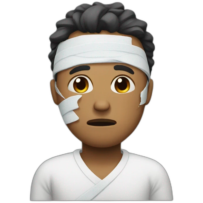 MAN covered IN BANDAGES sad expression emoji