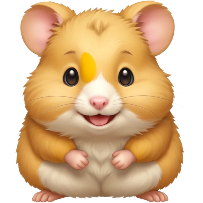 Yellow hamster, smiling, energetic pose
 emoji