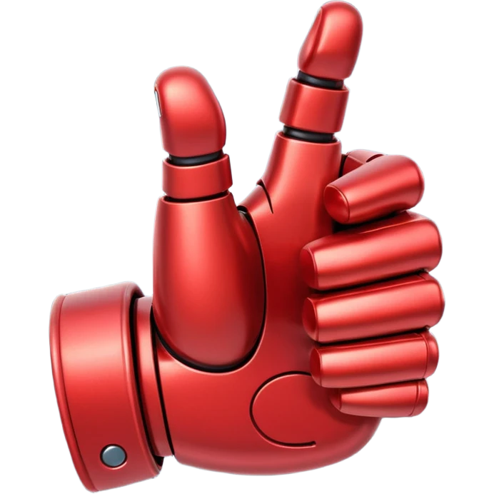 robot hand closed fist but the thumb is up and make the color of the robot  in the shade red emoji