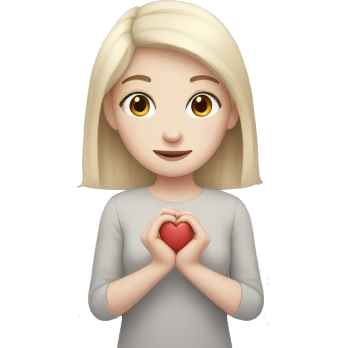 Pale girl with heart on hands  emoji