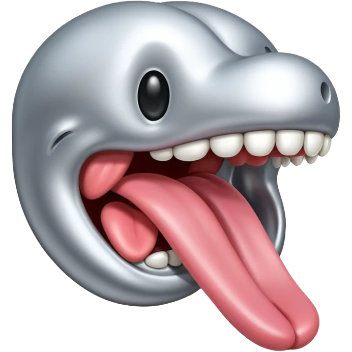 in isolated tongue (no face) made of silver emoji