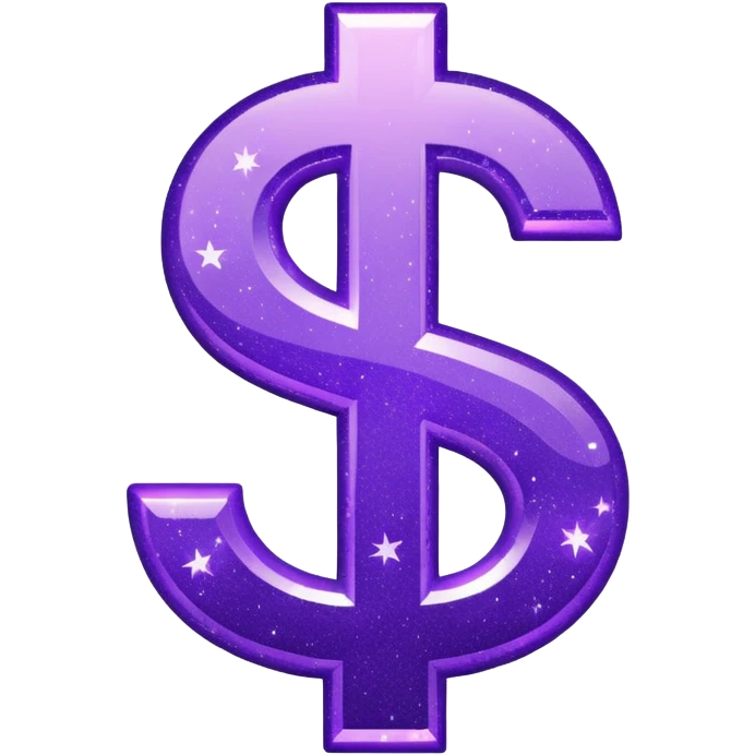 symbol money $ glitter purple emoji
