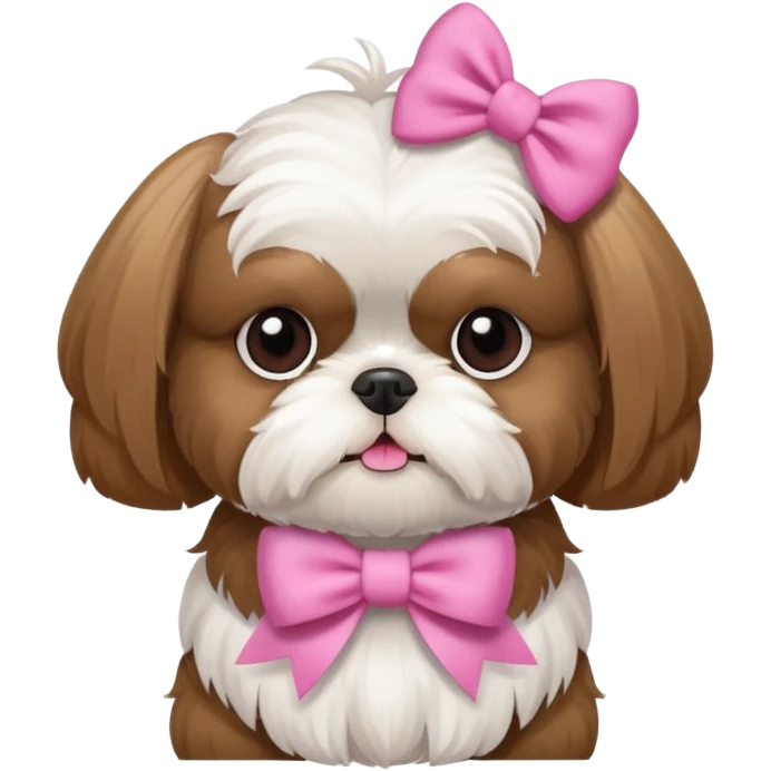 Can you create a white brown shih tzu with a pink bow saying jadita emoji