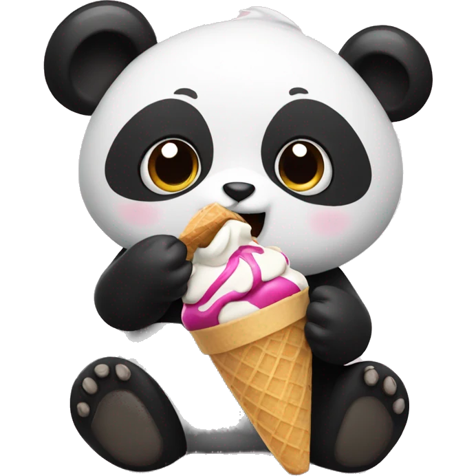 Panda eating ice cream emoji