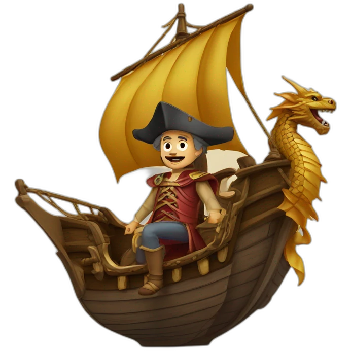 cristopher columbus full body in a dragon ship emoji