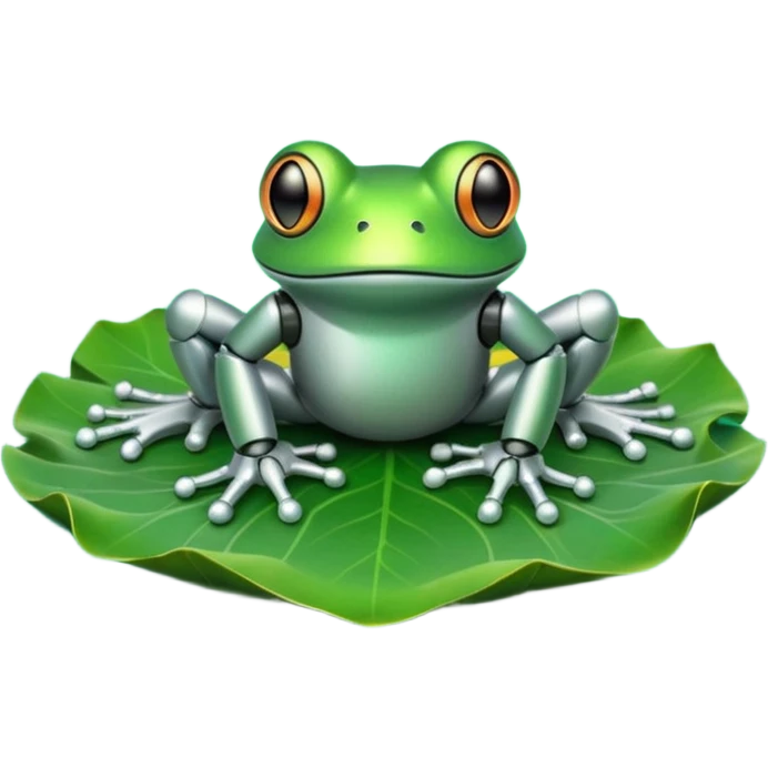 robot frog on lotus leaf emoji