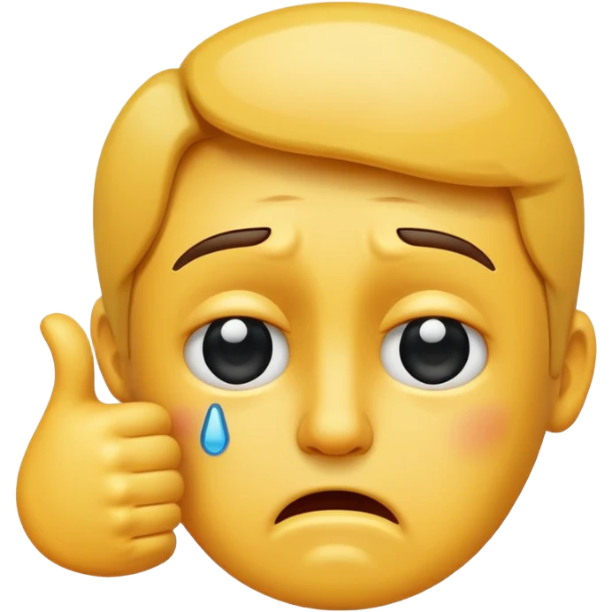 Crying face with a thumbs down emoji