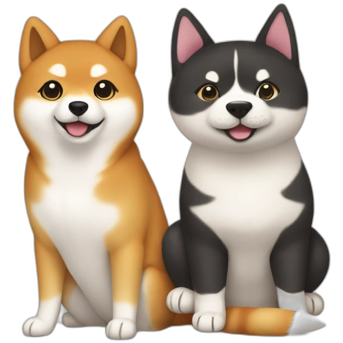 shiba inu and cat are best friends sushi emoji
