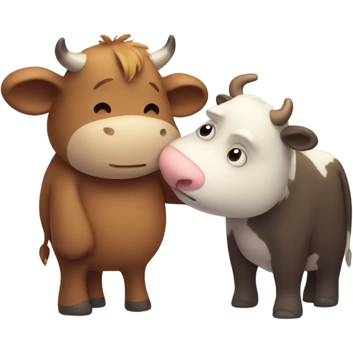 Cow and bear hugging emoji