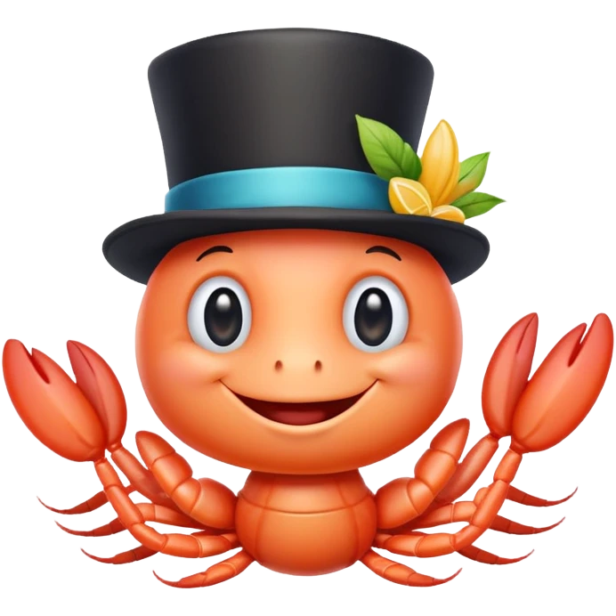 shrimp wearing a top hat emoji