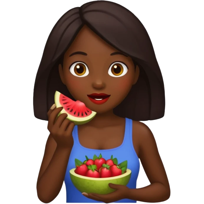 dark skin woman eating fruit emoji