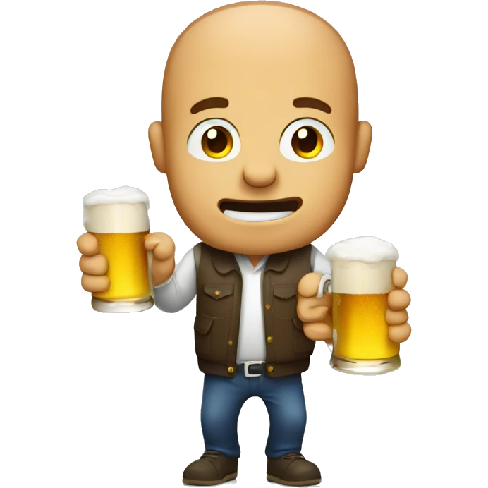 Drunk guy drinking beer emoji