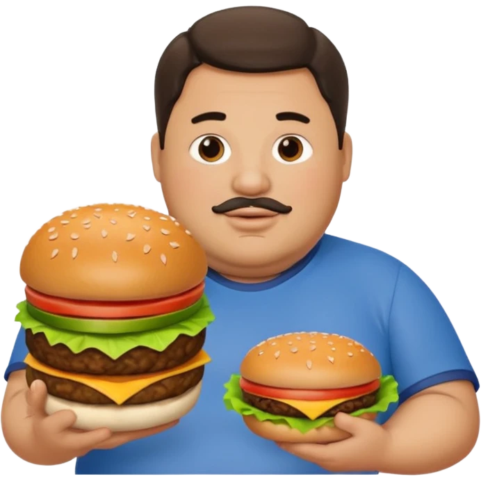 fat guy holding burger emoji