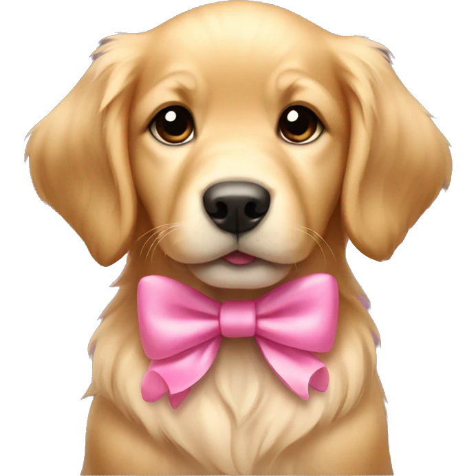 puppy golden retriever with pink bow  emoji