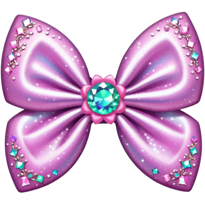 glitter pink crystal hair bow emoji