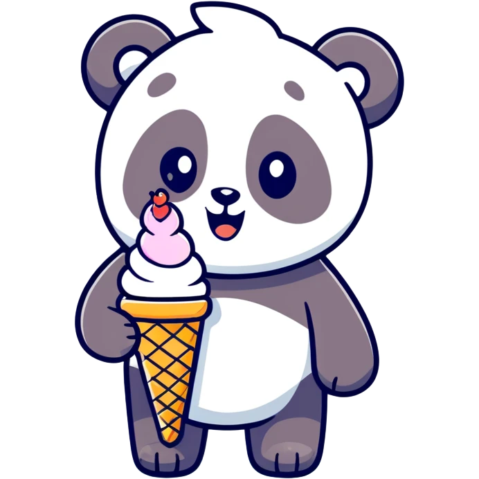 Panda eating ice cream emoji