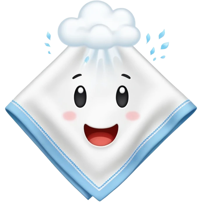 handkerchief with a sneeze cloud, simple and clear emoji