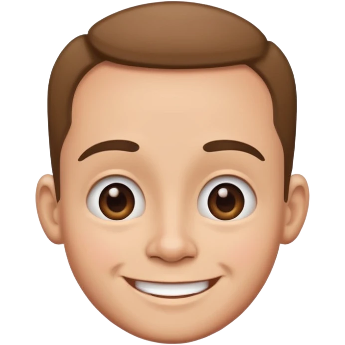 Funny caricature style cartoon, big head, happy face emoji