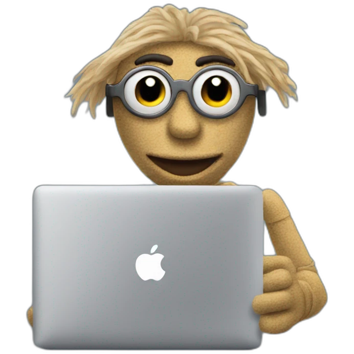 puppet with opened macbook emoji