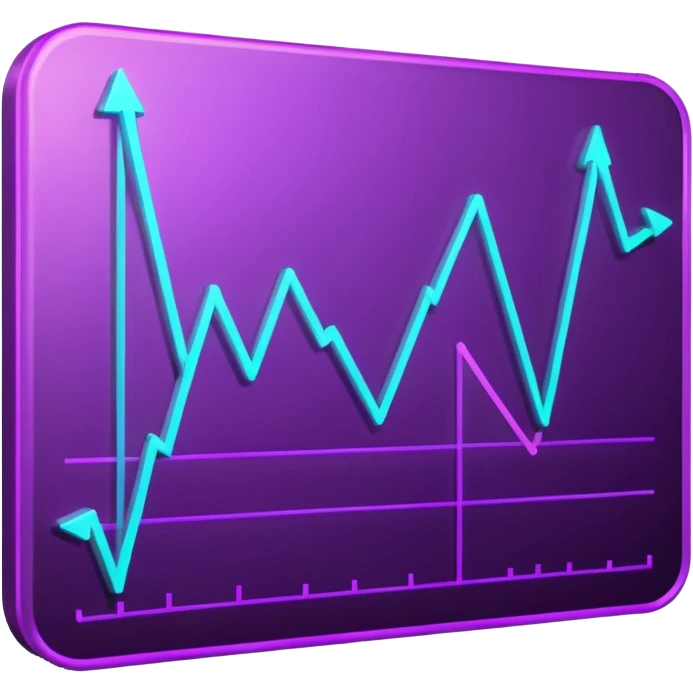 A glowing purple hologram of a line chart emoji