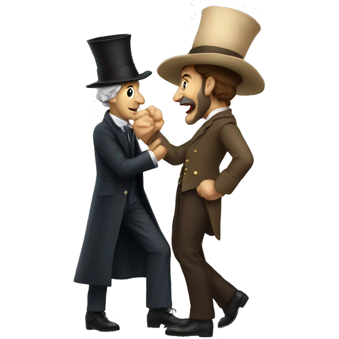 French man with a very tall hat slapping a man emoji