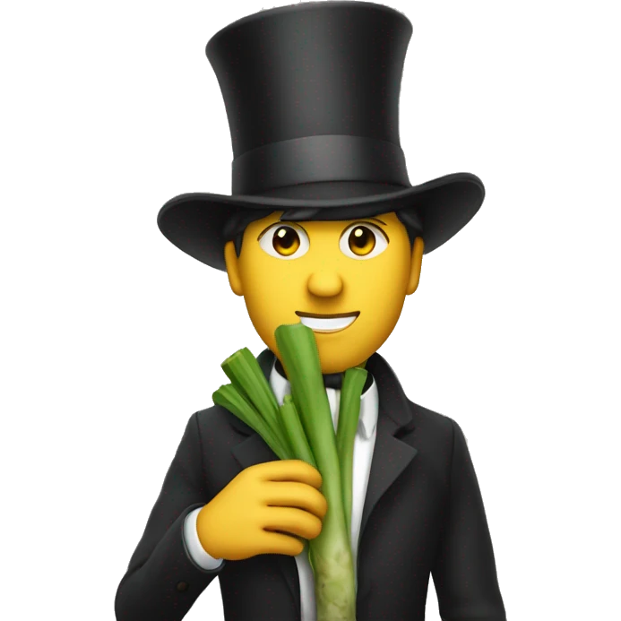 Make a Man holding a Leek wearing a tophat emoji