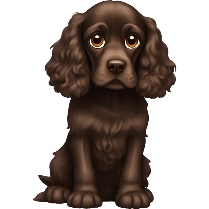 Dark brown cocker spaniel sitting full pose emoji