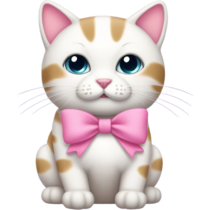 Kawaii cat with pink bow emoji