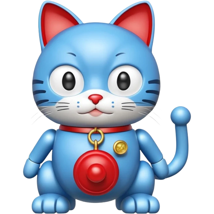 Doraemon, blue robotic cat with red nose and bell emoji