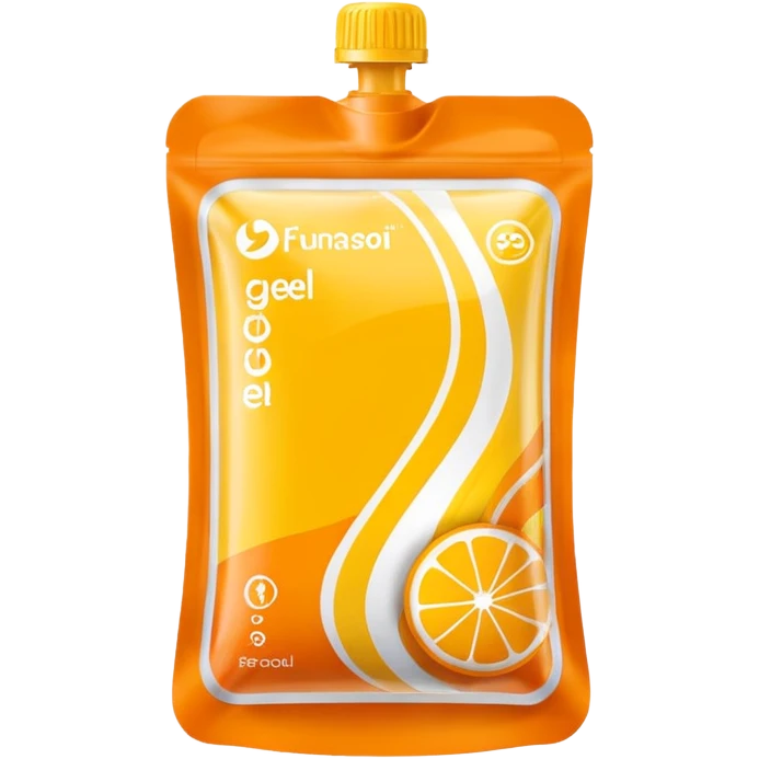 sports energy gel pouch, yellow and orange pouch, energetic, no text emoji