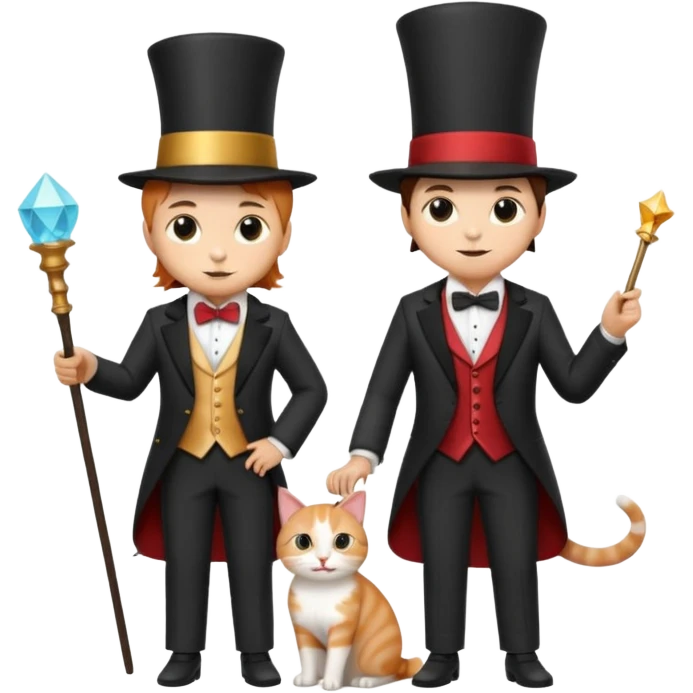 magician couple and their pet cat emoji