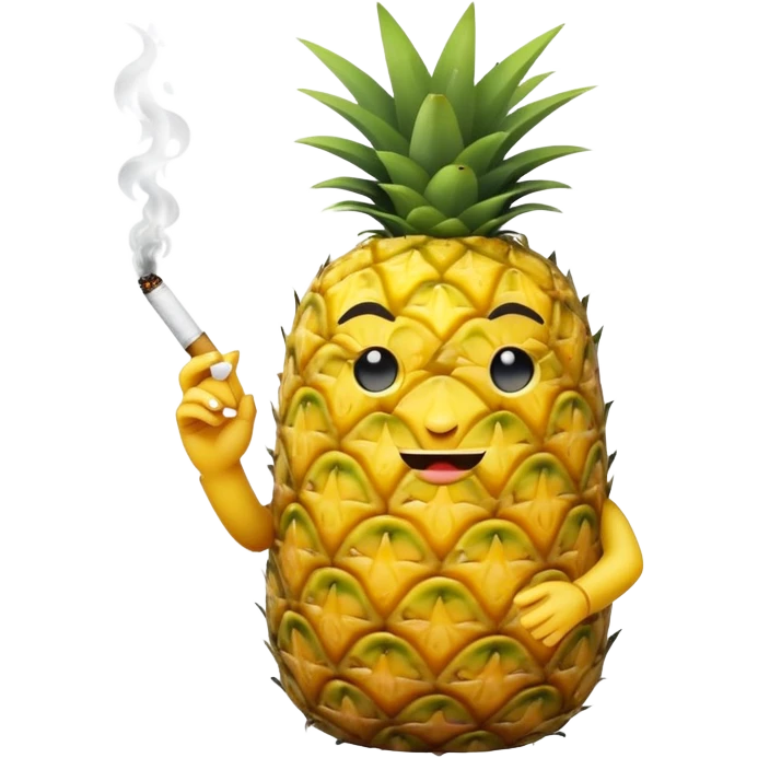 pineapple holding a cigarette, cool expression emoji