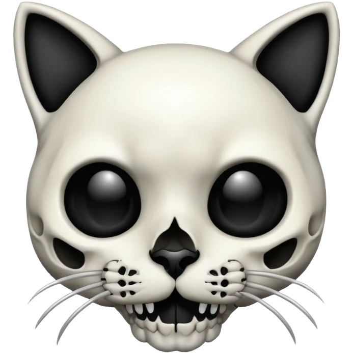 Dark Cute Cat skull black silver  emoji