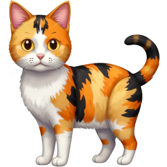 full body anxious looking colourful patchy calico tabby cat emoji