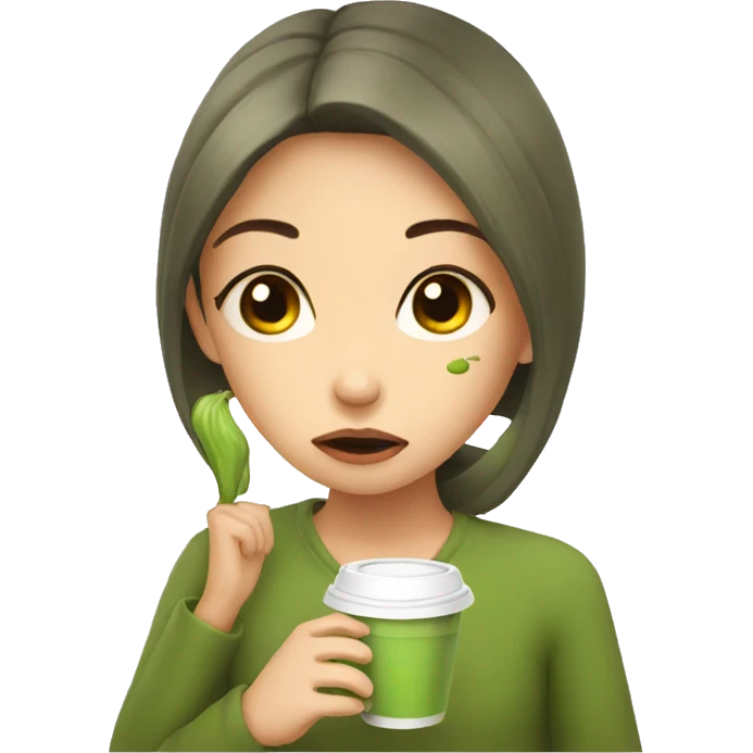 Sad girl drinking matcha  emoji
