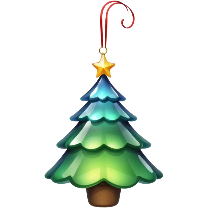 magical classic christmas tree ornament hanging from a thread emoji