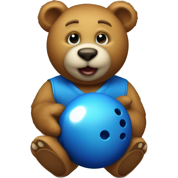 Bowling bear blue with a bowling ball emoji