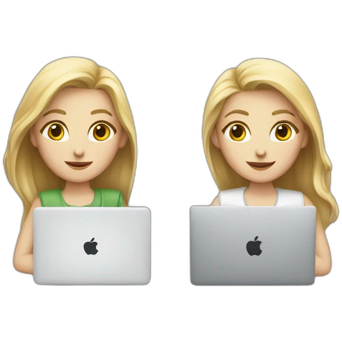 two white girls with MacBooks emoji